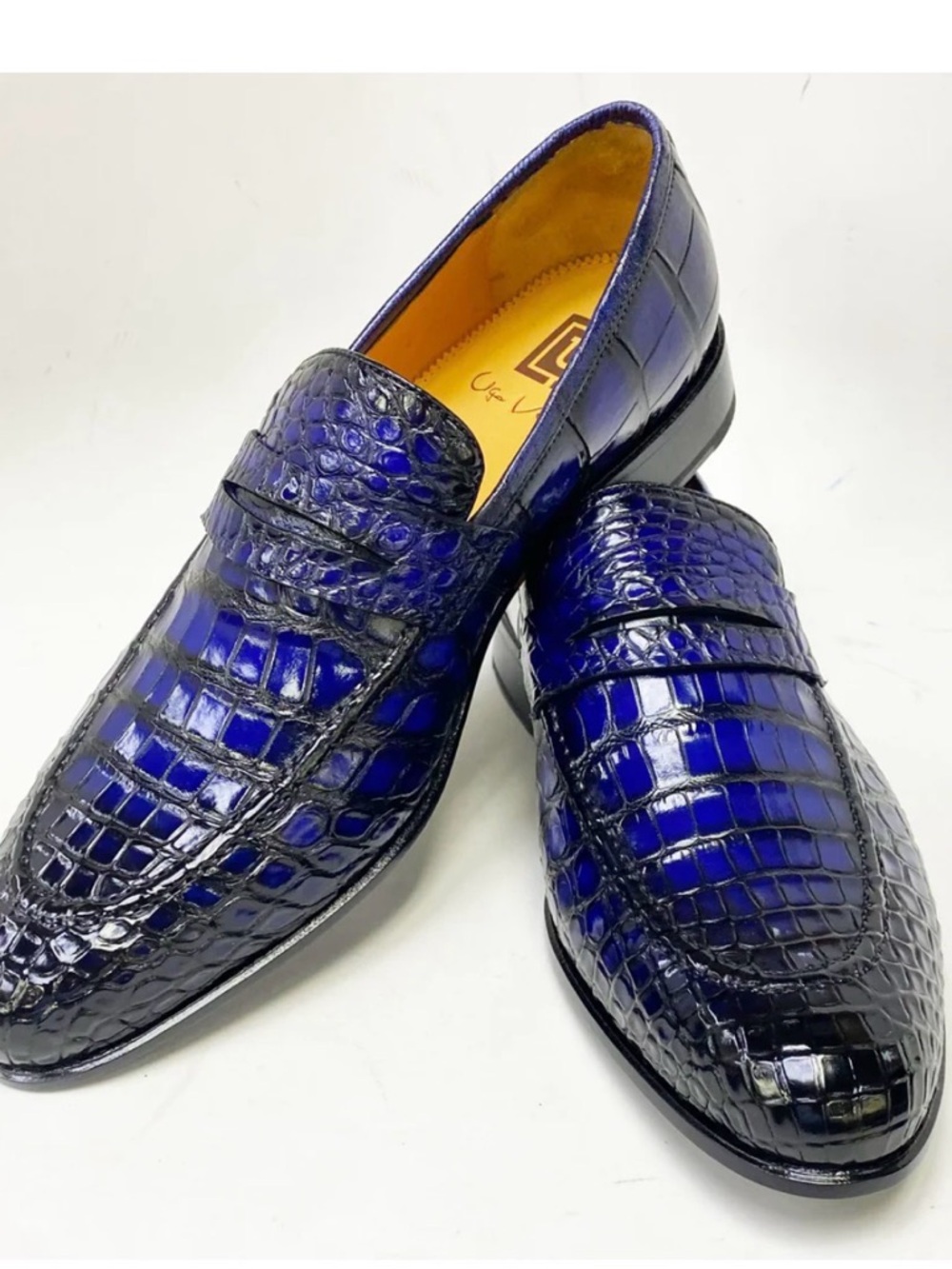 Uga Versare Mens Blue Crocodile
Leather Slip On Loafer DressShoes Size 12